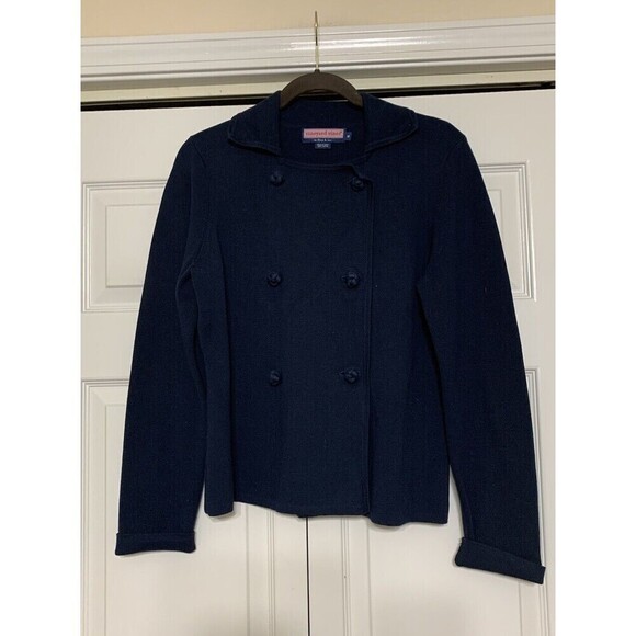 Vineyard Vines Double Breasted Sea Island Cardigan Sweater Jacket Navy M (EE8) - Picture 2 of 7
